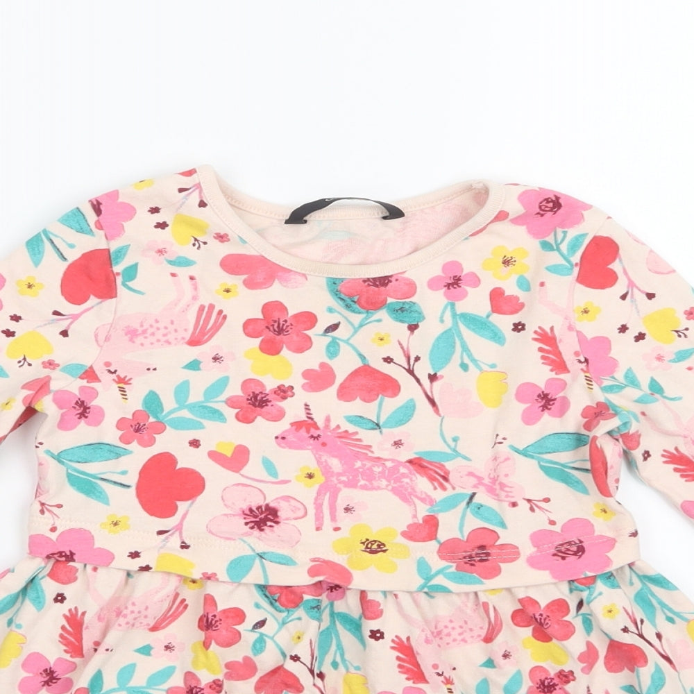 George Girls Pink Floral  T-Shirt Dress  Size 2-3 Years