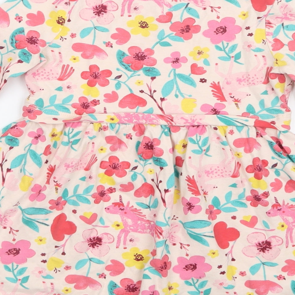 George Girls Pink Floral  T-Shirt Dress  Size 2-3 Years