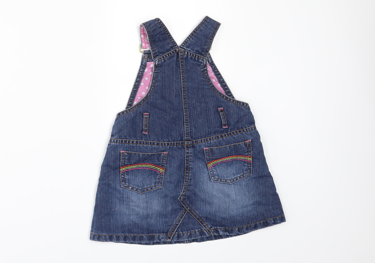Mothercare Girls Blue  Denim Pinafore/Dungaree Dress  Size 12-18 Months