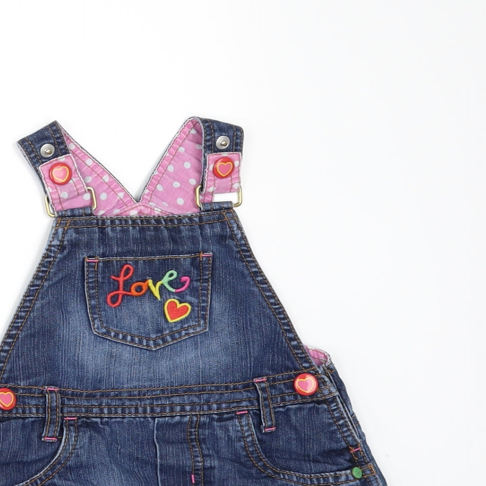 Mothercare Girls Blue  Denim Pinafore/Dungaree Dress  Size 12-18 Months