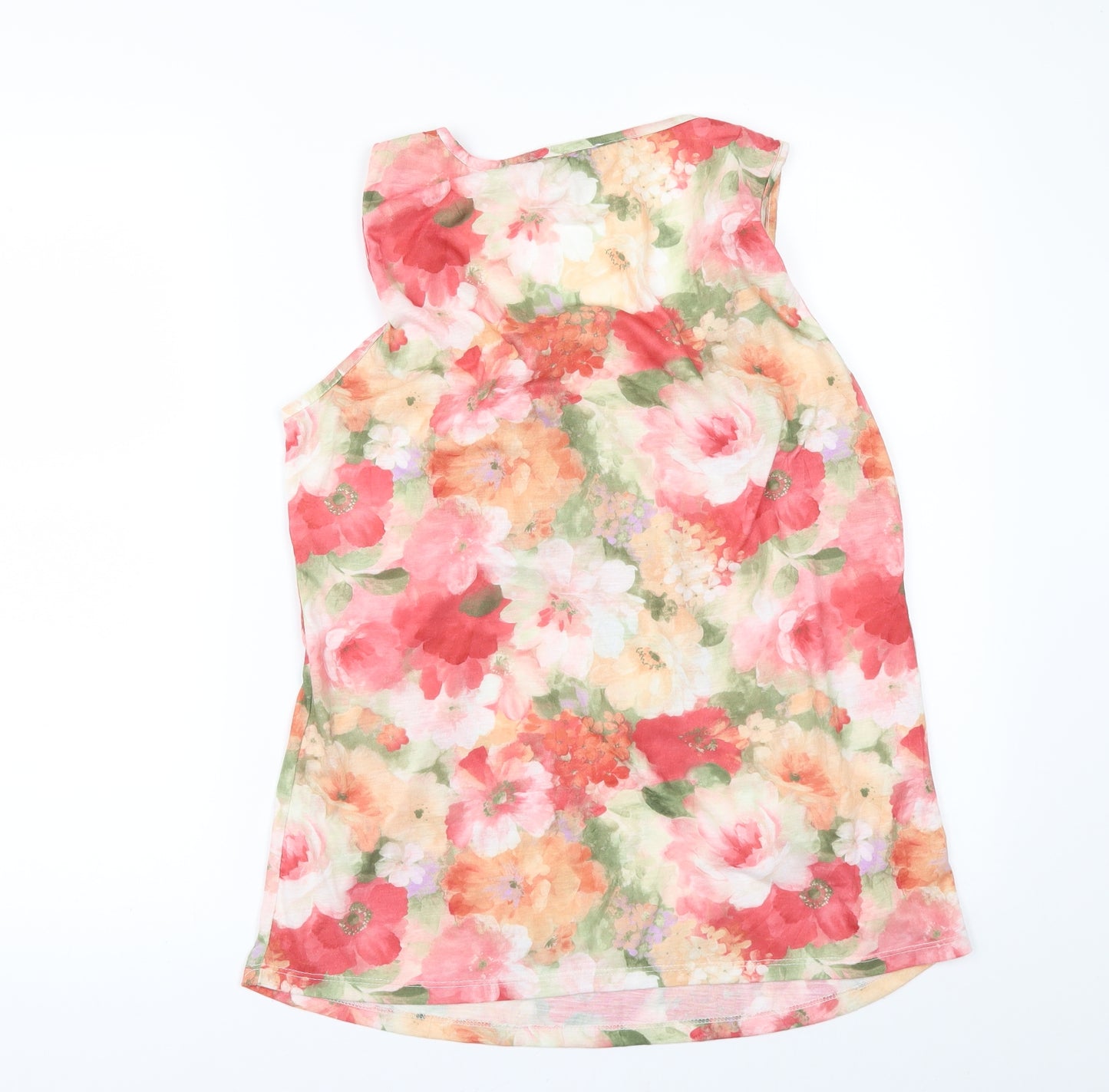 Soon Womens Orange Floral  Basic T-Shirt Size 14