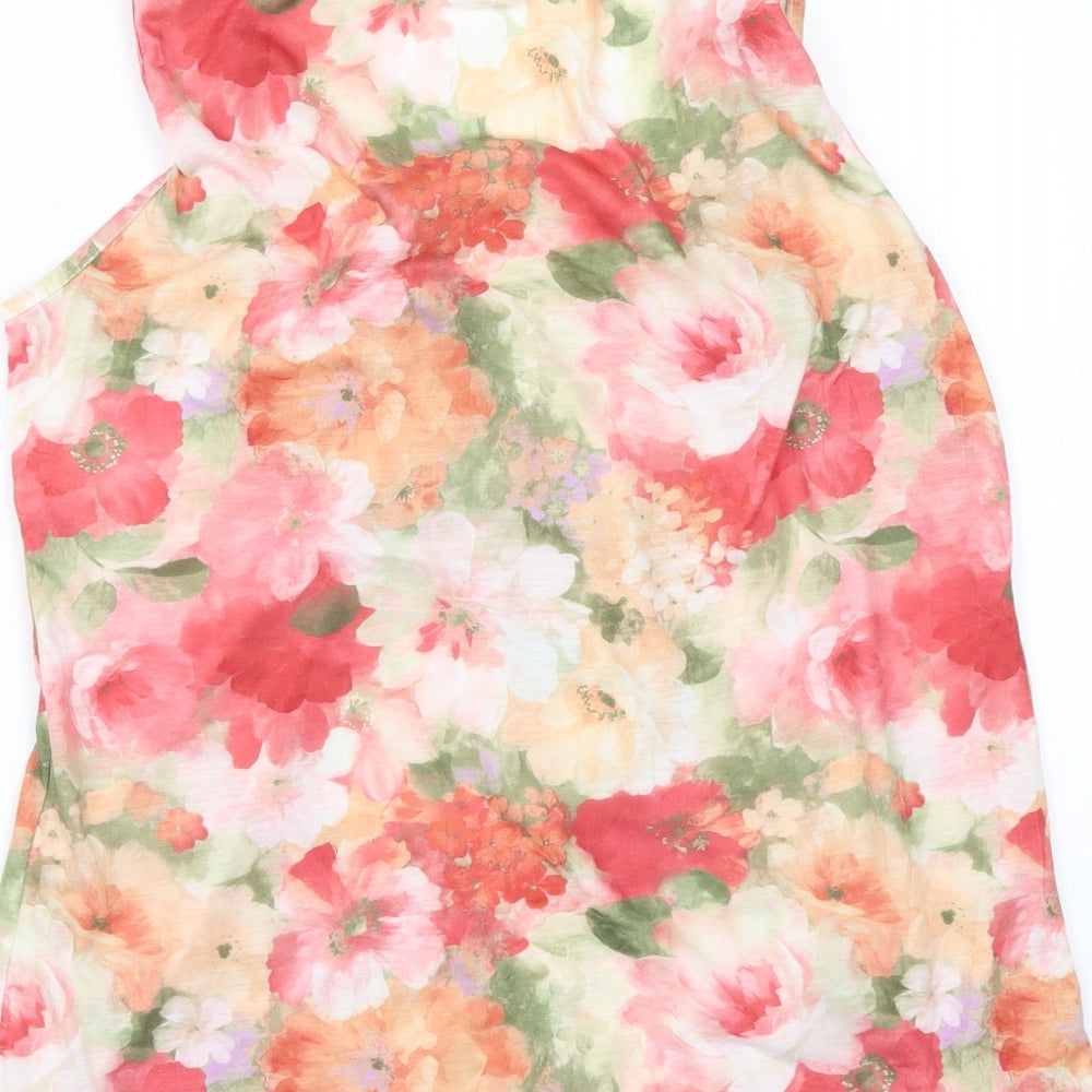 Soon Womens Orange Floral  Basic T-Shirt Size 14