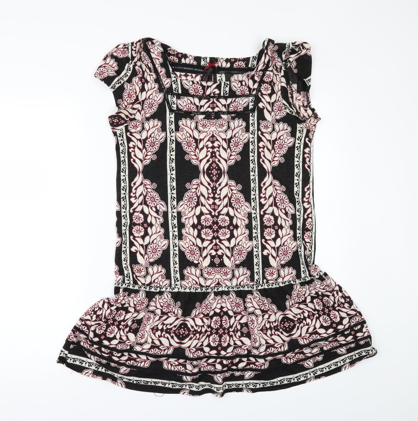 NEXT Womens Black Floral  Tunic T-Shirt Size 12