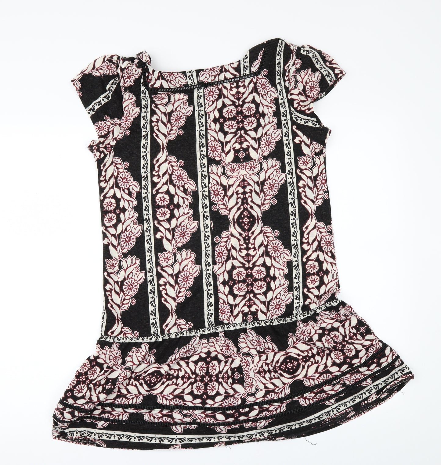 NEXT Womens Black Floral  Tunic T-Shirt Size 12