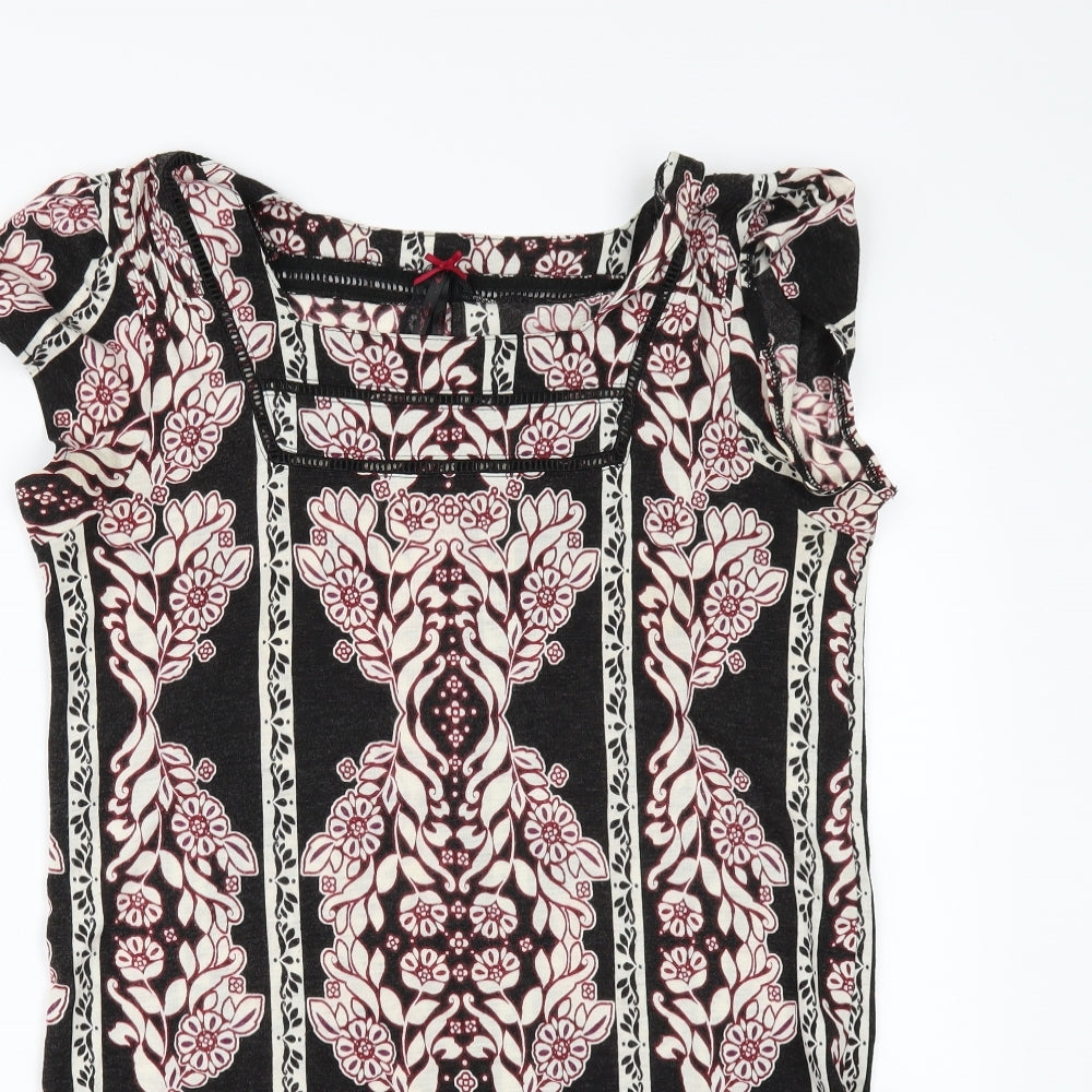 NEXT Womens Black Floral  Tunic T-Shirt Size 12