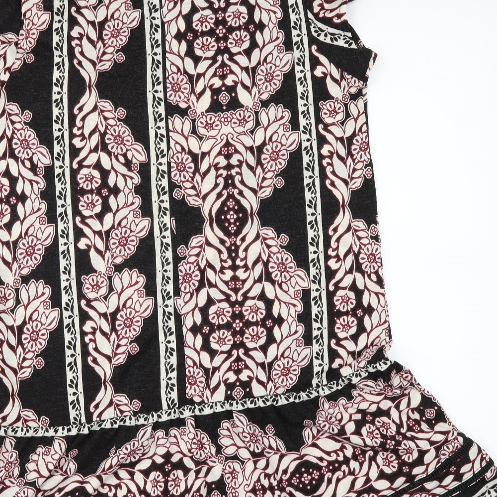 NEXT Womens Black Floral  Tunic T-Shirt Size 12