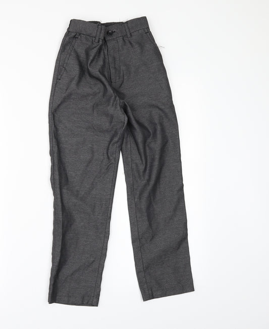 Front view of Preworn boys’ grey dress pants trousers, size 7, years