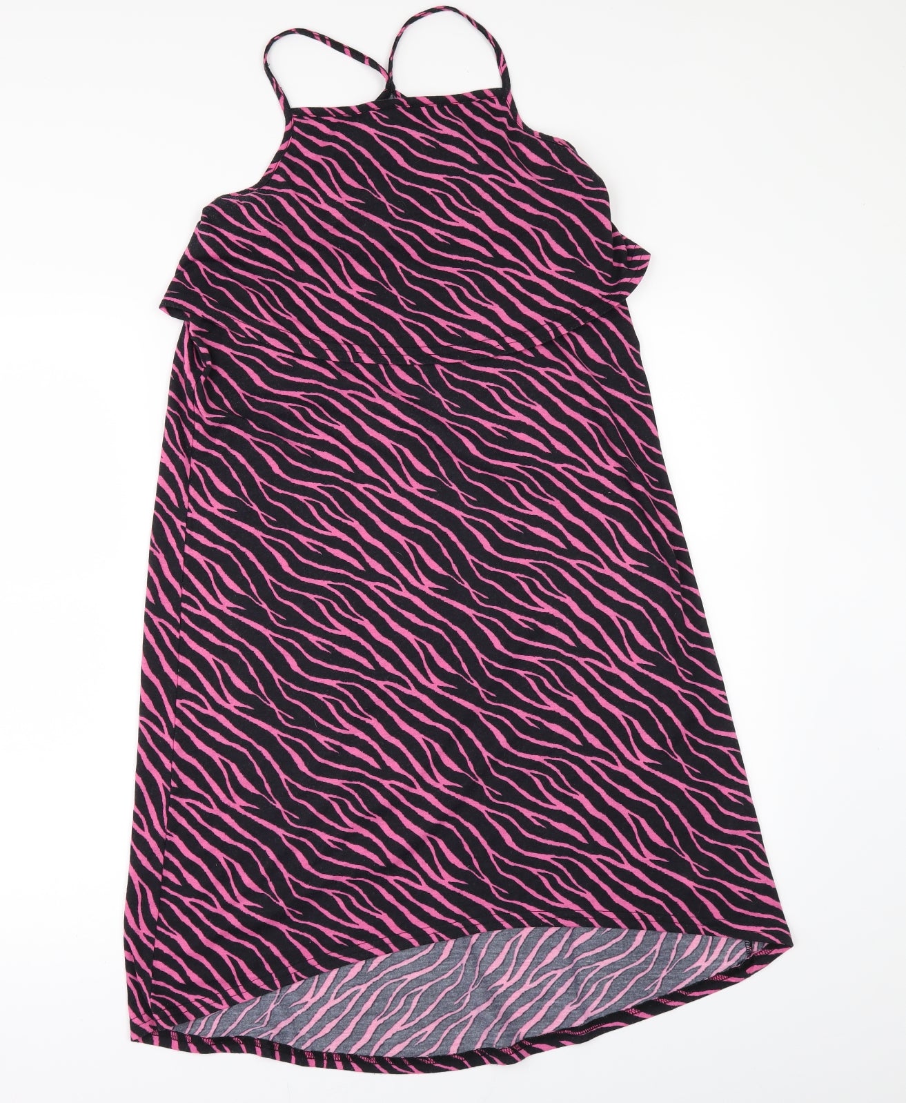Studio Girls Black Geometric  T-Shirt Dress  Size 12-13 Years  - Dipped hem