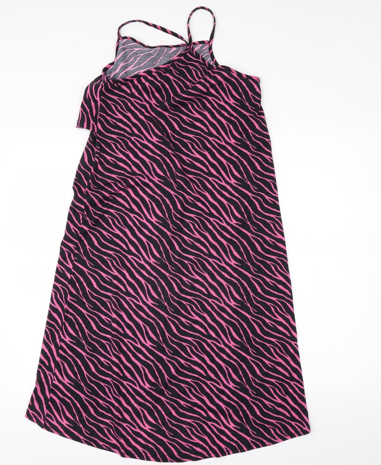 Studio Girls Black Geometric  T-Shirt Dress  Size 12-13 Years  - Dipped hem