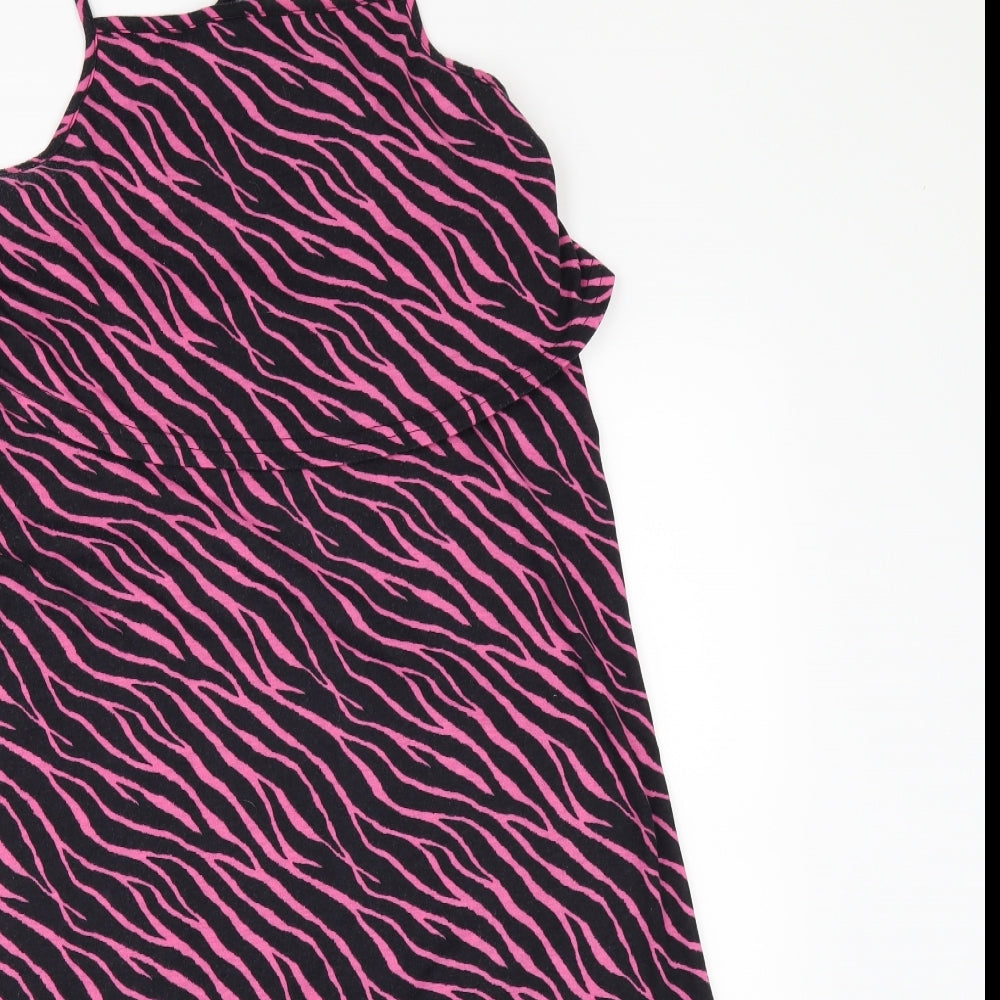 Studio Girls Black Geometric  T-Shirt Dress  Size 12-13 Years  - Dipped hem