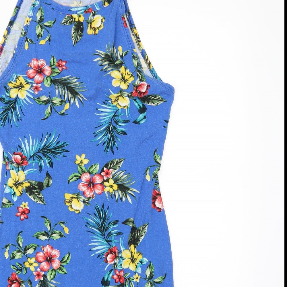 New Look Girls Blue Floral  T-Shirt Dress  Size 10-11 Years