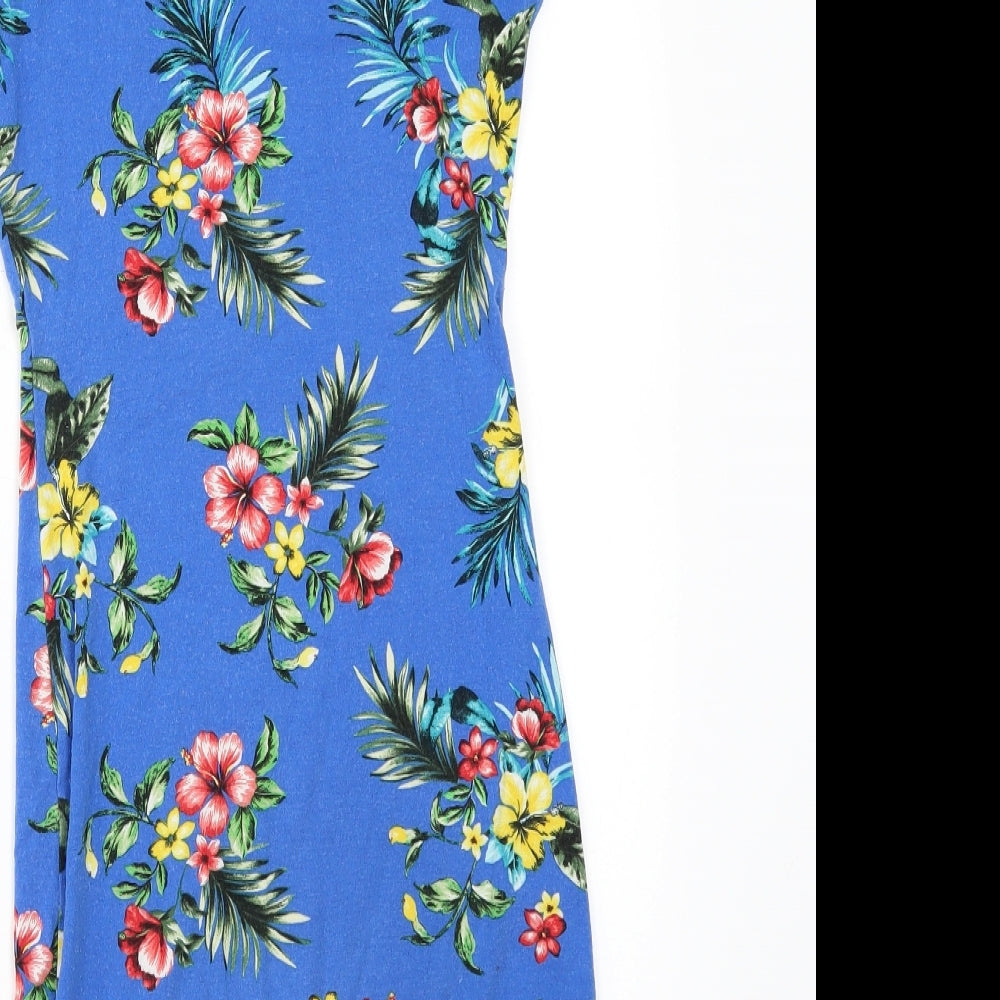 New Look Girls Blue Floral  T-Shirt Dress  Size 10-11 Years
