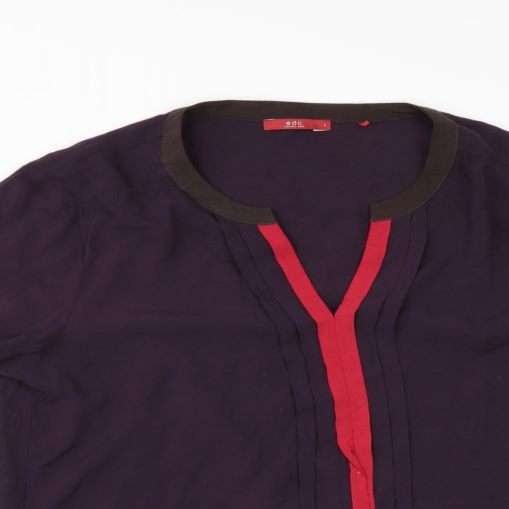 e d c Womens Purple   Ringer Blouse Size L
