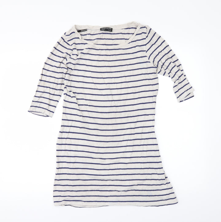 Warehouse Womens Beige Striped Basic T-Shirt Size 10
