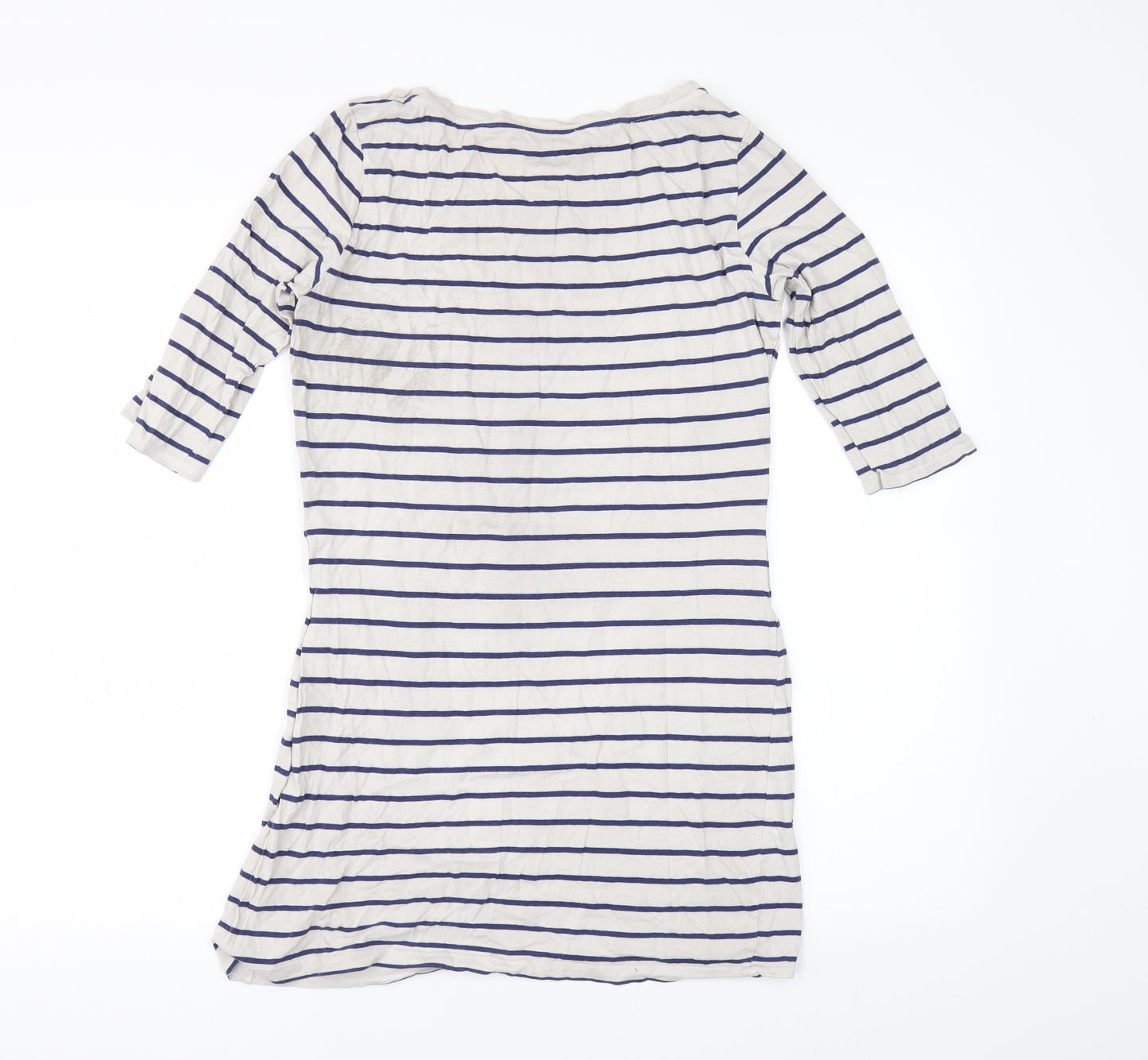 Warehouse Womens Beige Striped  Basic T-Shirt Size 10