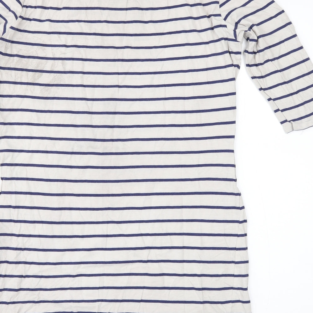 Warehouse Womens Beige Striped  Basic T-Shirt Size 10
