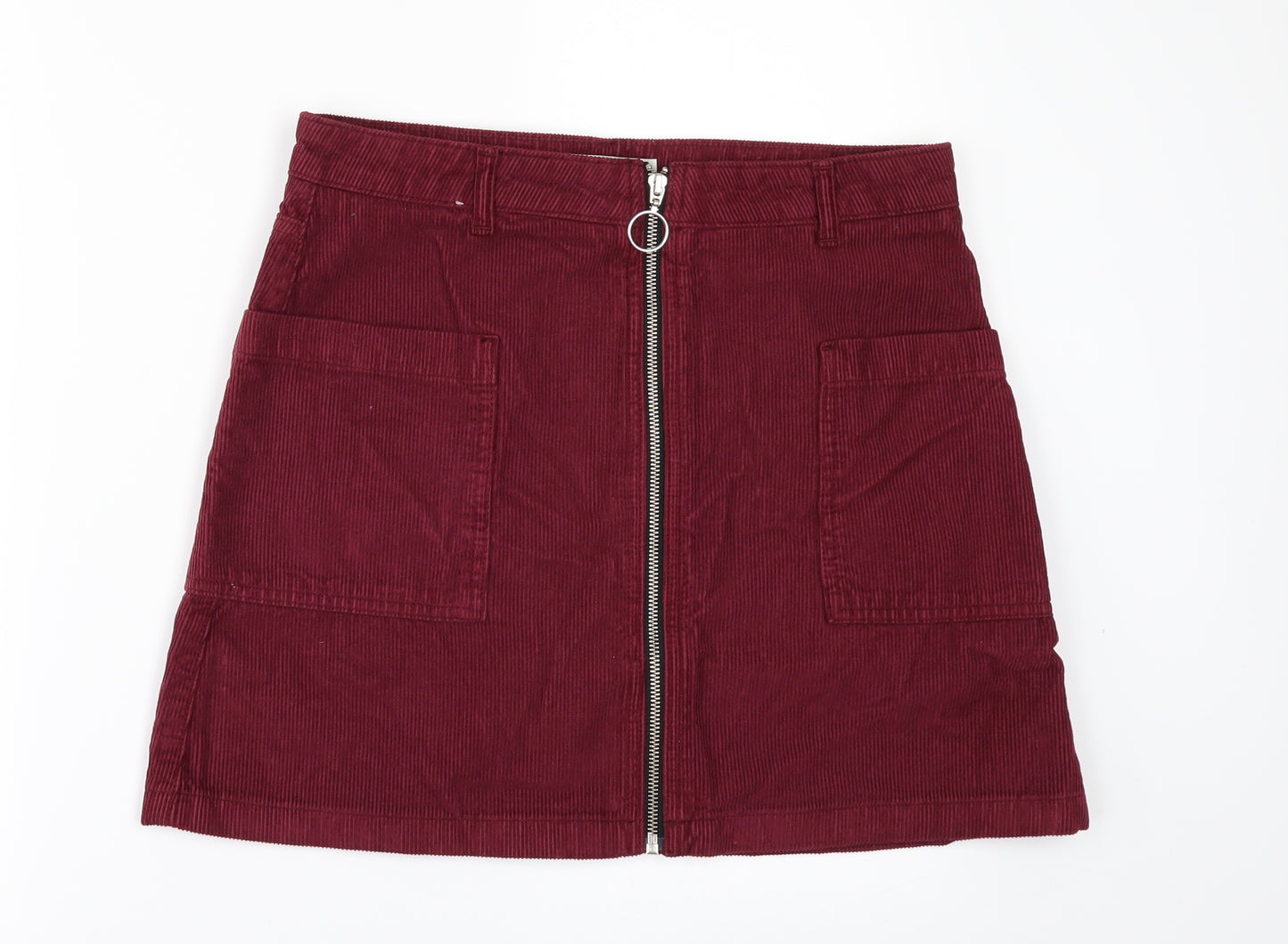Topshop Womens Red  Corduroy Mini Skirt Size 12