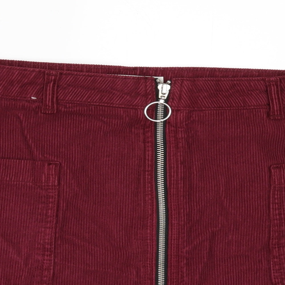 Topshop Womens Red  Corduroy Mini Skirt Size 12