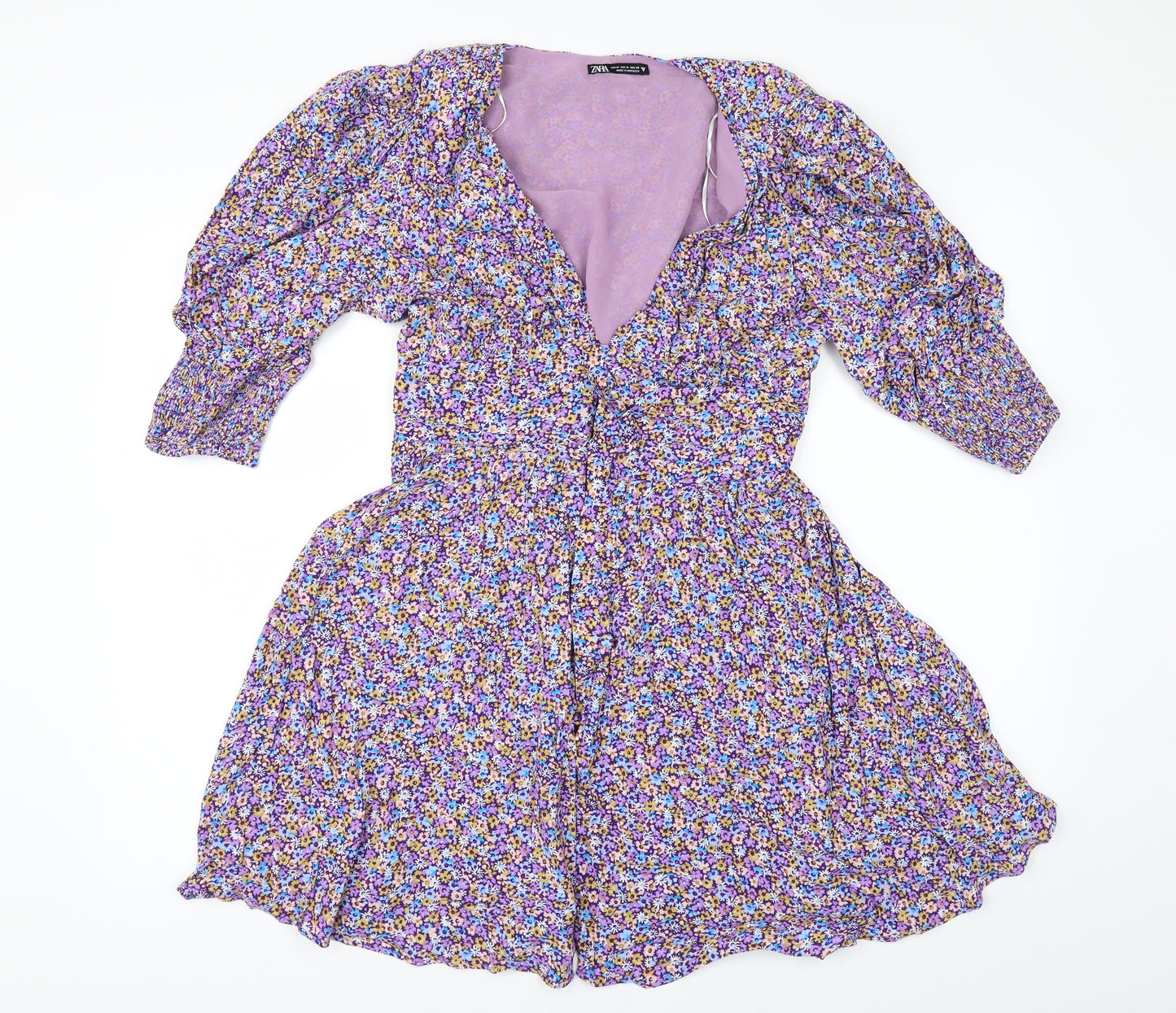 Zara Womens Purple Fair Isle  Fit & Flare  Size M