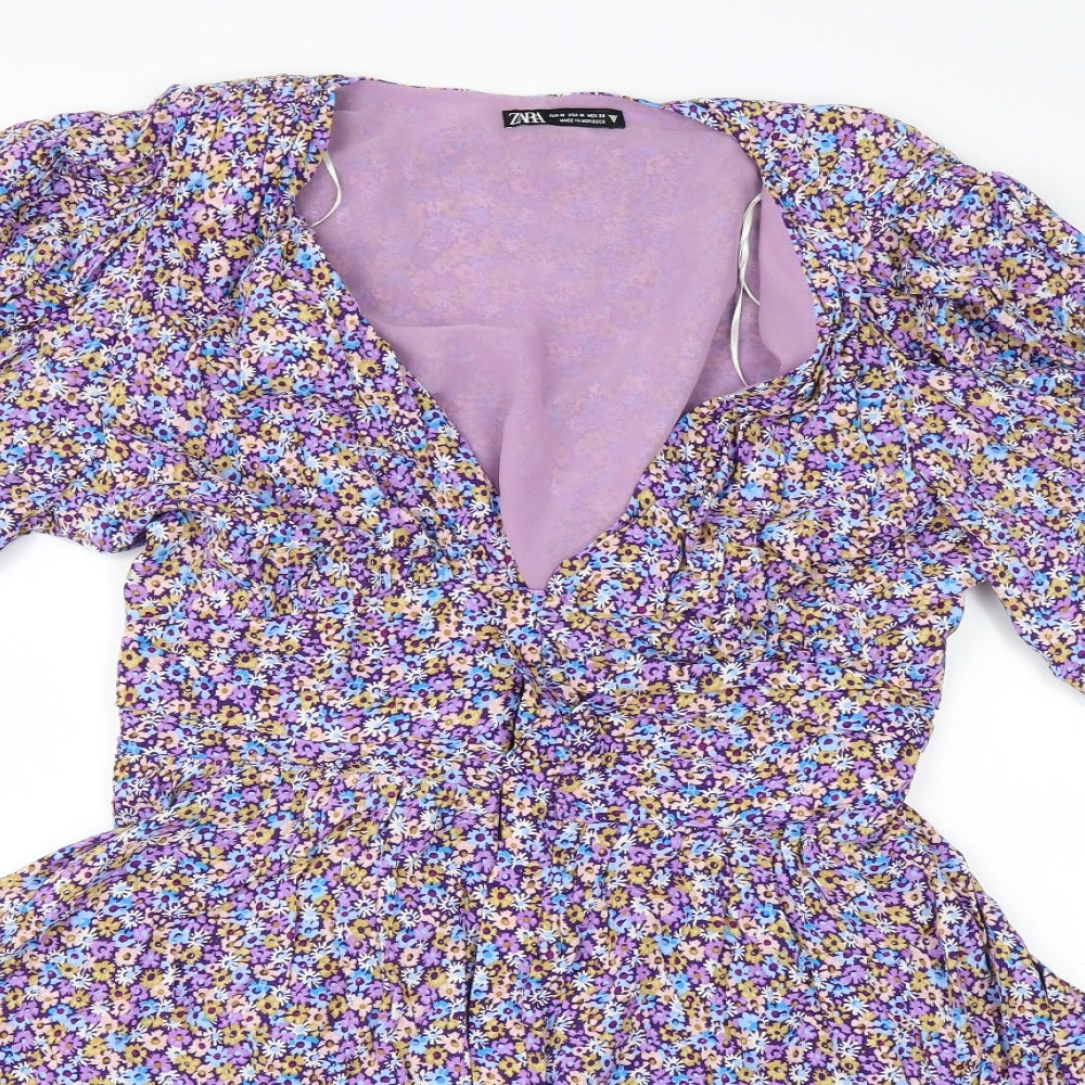 Zara Womens Purple Fair Isle  Fit & Flare  Size M