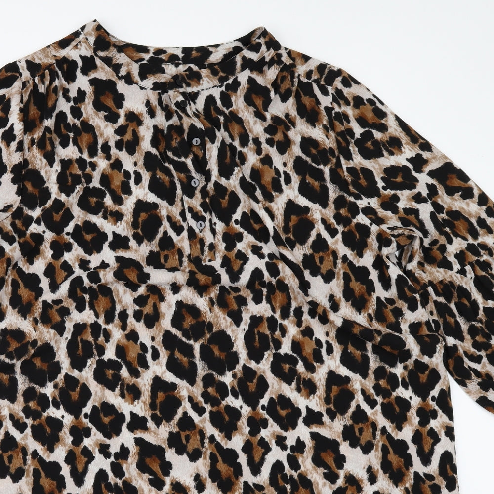 Matalan Womens Brown Animal Print  Tunic Blouse Size 16