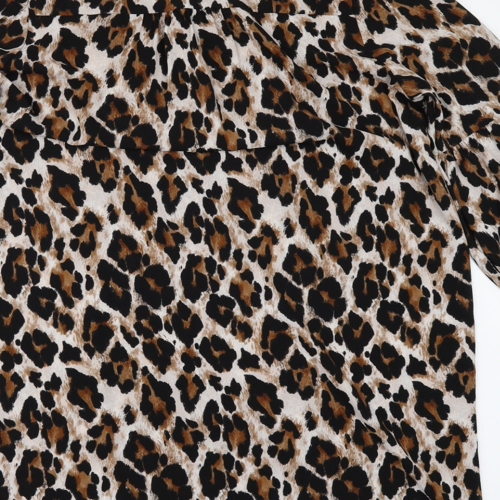 Matalan Womens Brown Animal Print  Tunic Blouse Size 16