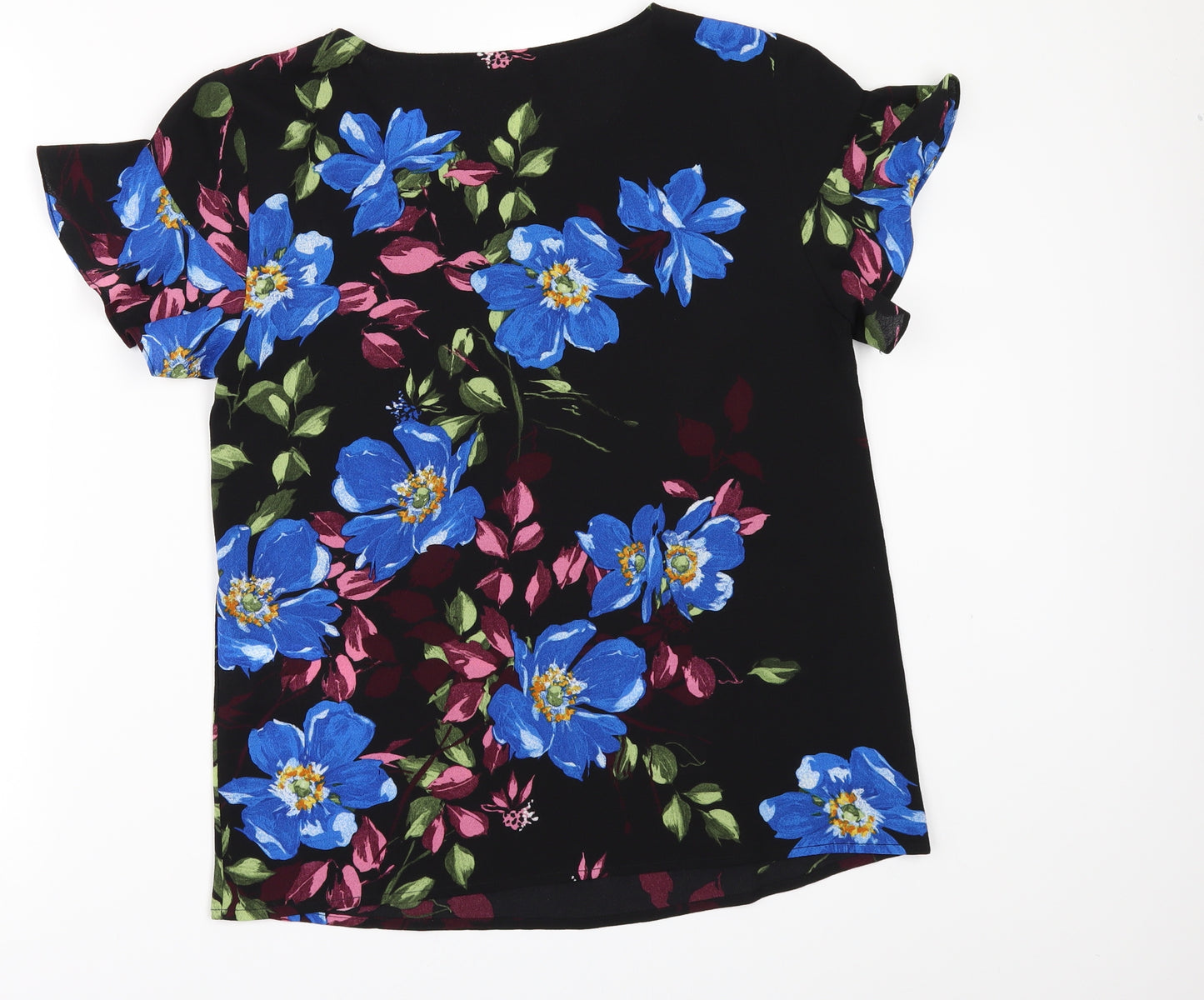 Villa Womens Black Floral  Tunic Blouse Size 6