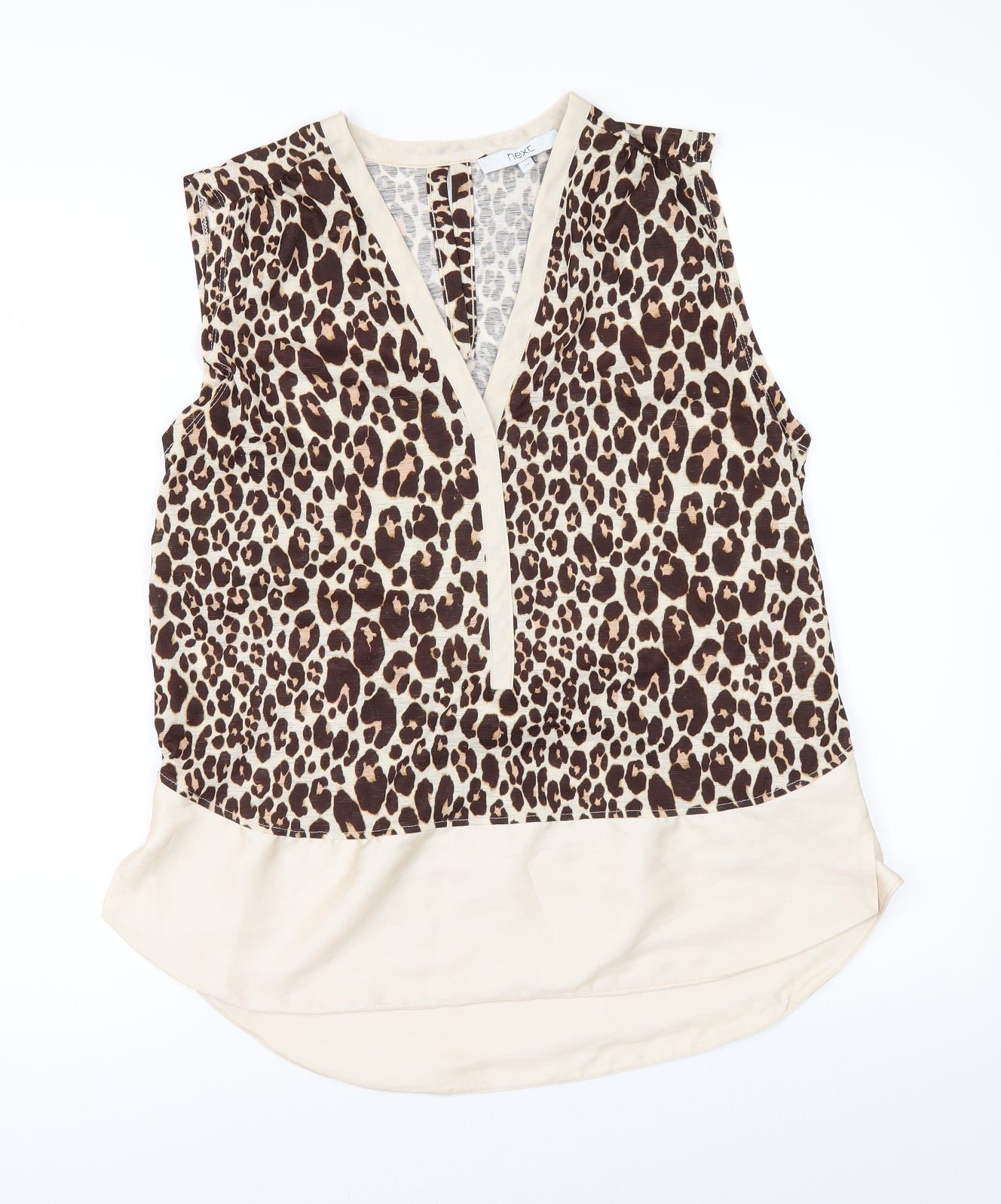 NEXT Womens Beige Animal Print  Basic T-Shirt Size 12