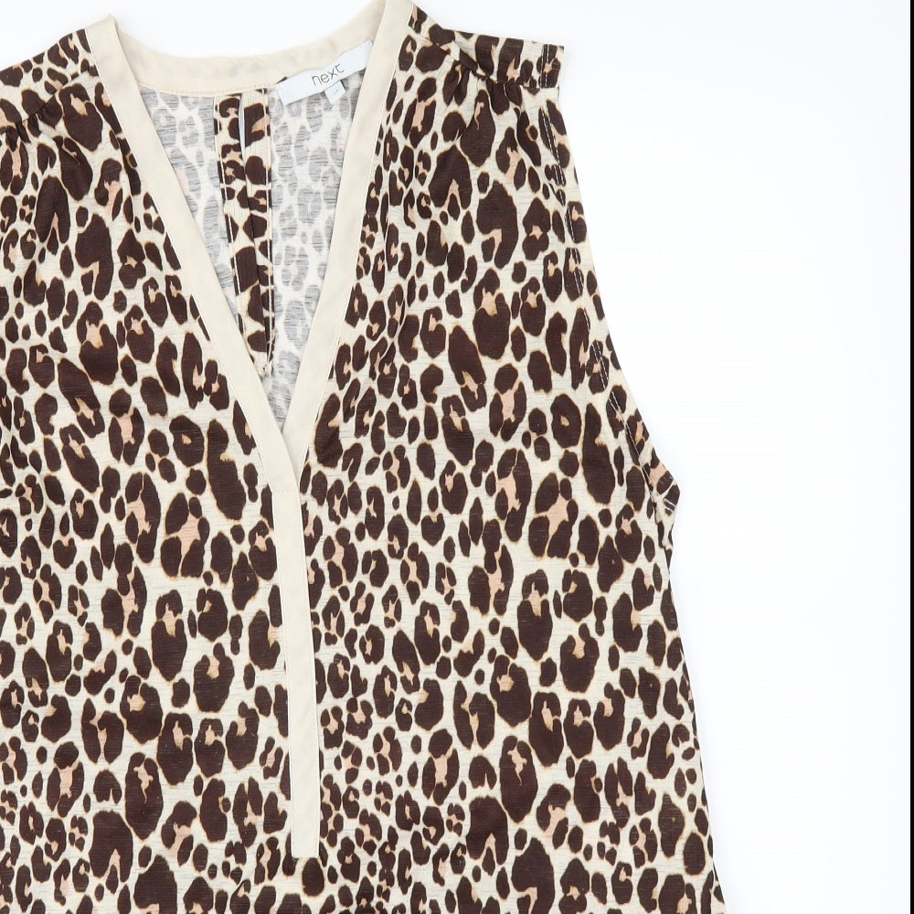 NEXT Womens Beige Animal Print  Basic T-Shirt Size 12