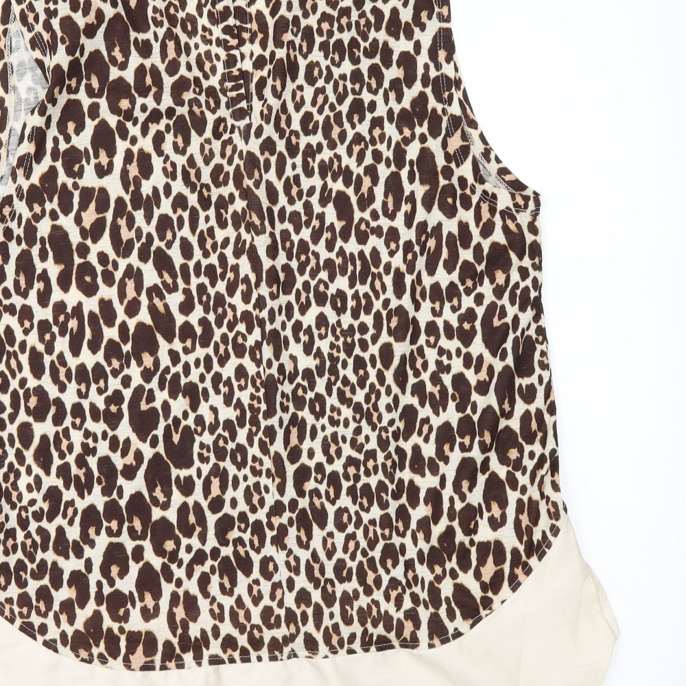 NEXT Womens Beige Animal Print  Basic T-Shirt Size 12