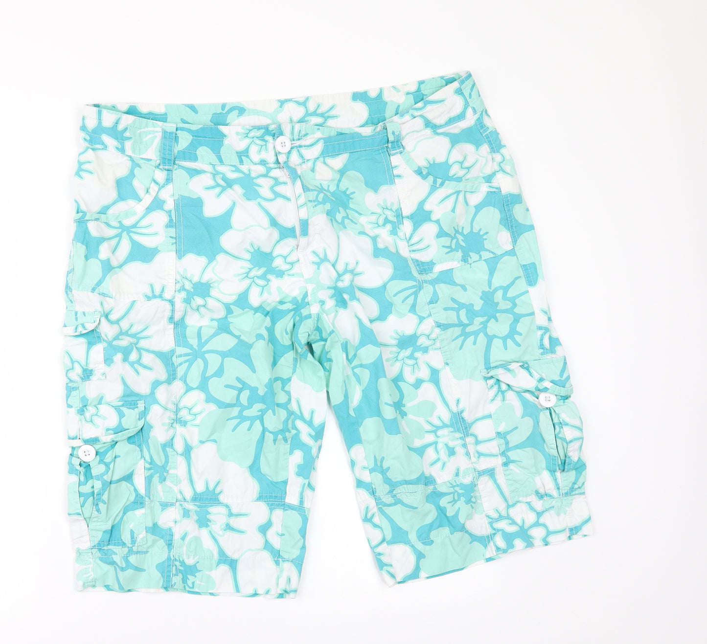 Papaya Womens Green Floral  Bermuda Shorts Size 16