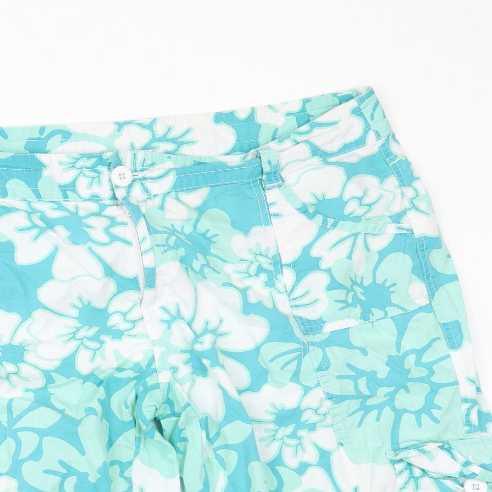 Papaya Womens Green Floral  Bermuda Shorts Size 16