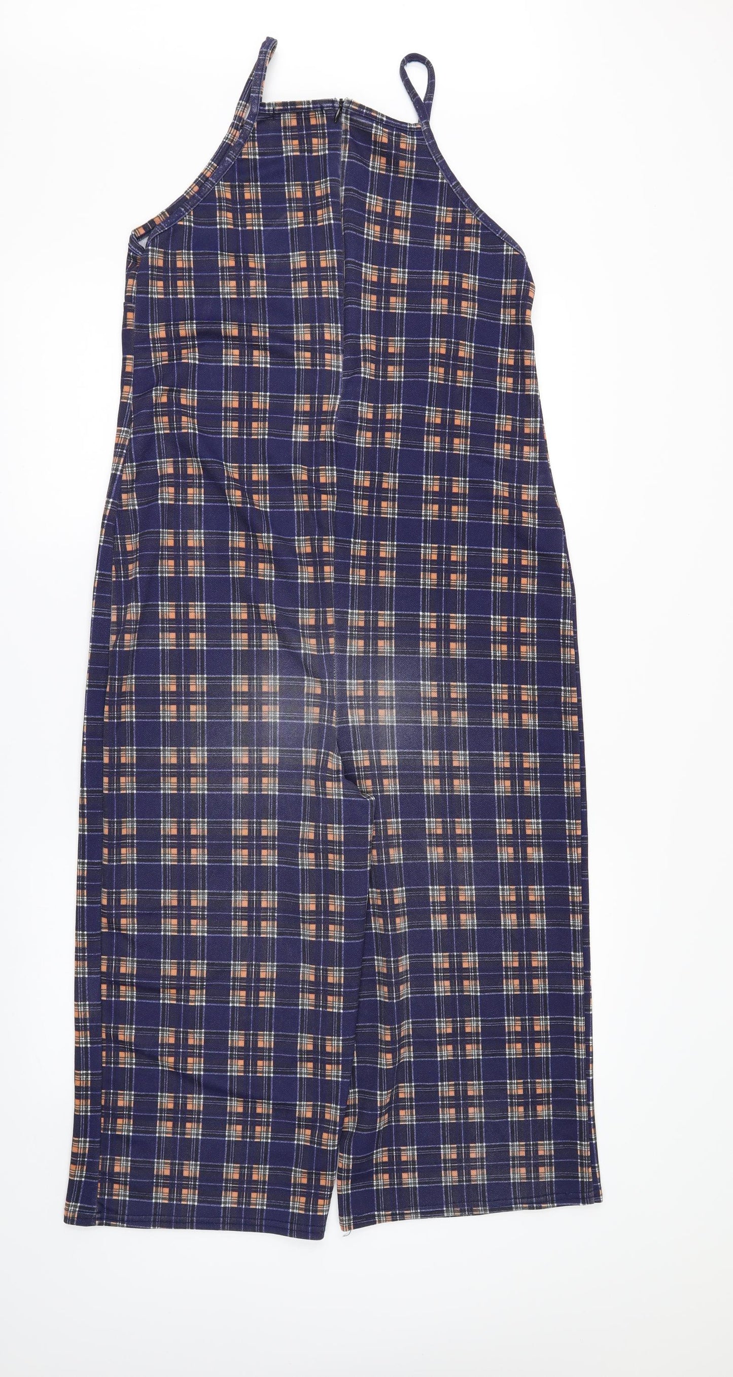 DIASY STREET Womens Blue Check  Jumpsuit One-Piece Size 12