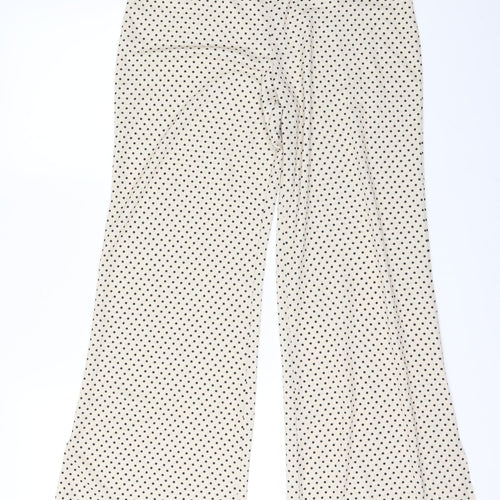 ASOS Womens Ivory Polka Dot  Trousers  Size 8 L31 in - Split down side