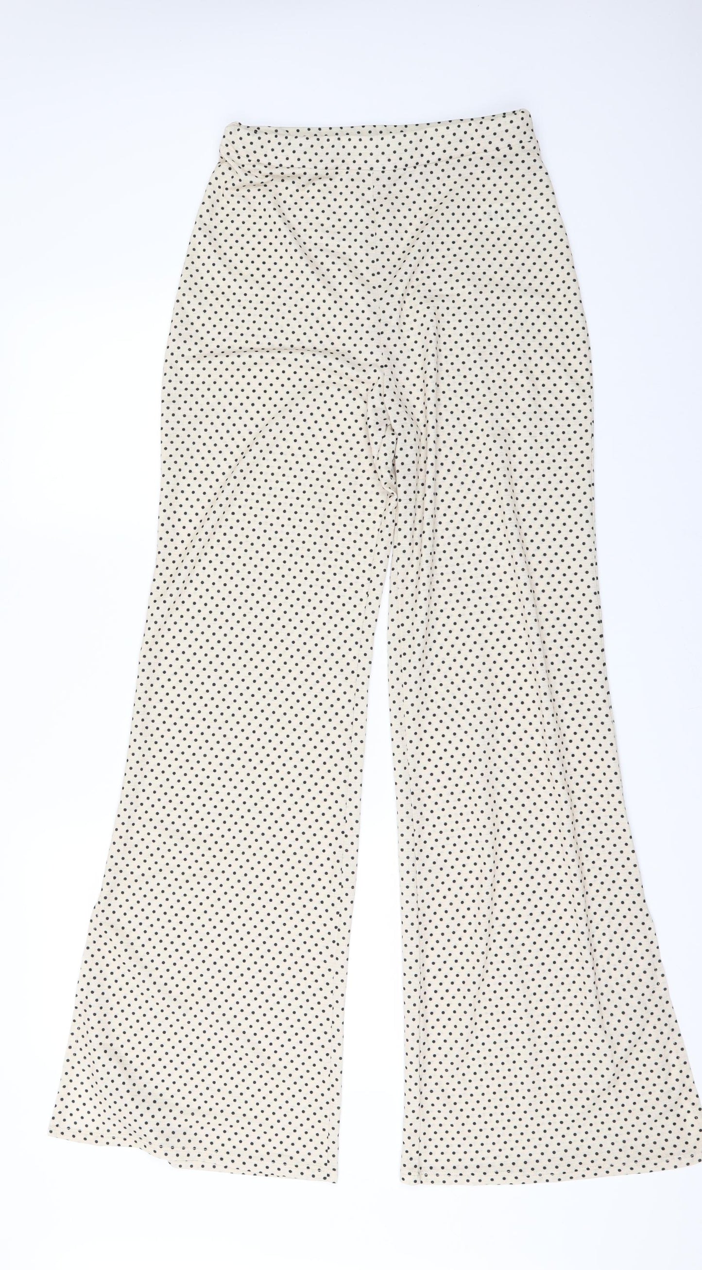 ASOS Womens Ivory Polka Dot  Trousers  Size 8 L31 in - Split down side