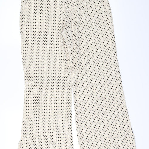 ASOS Womens Ivory Polka Dot  Trousers  Size 8 L31 in - Split down side