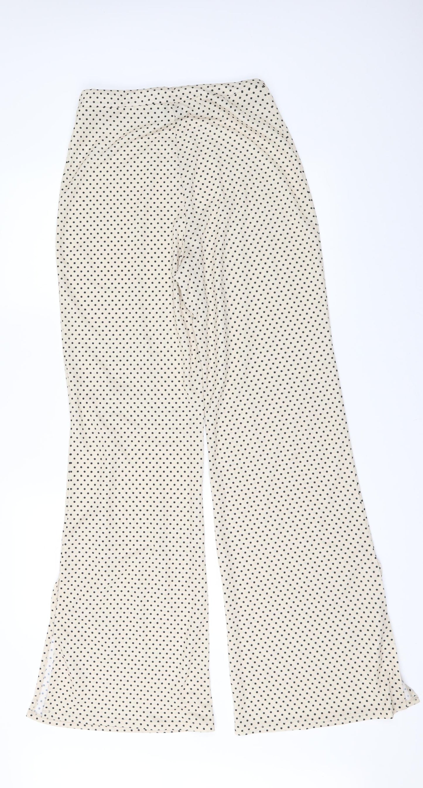 ASOS Womens Ivory Polka Dot  Trousers  Size 8 L31 in - Split down side