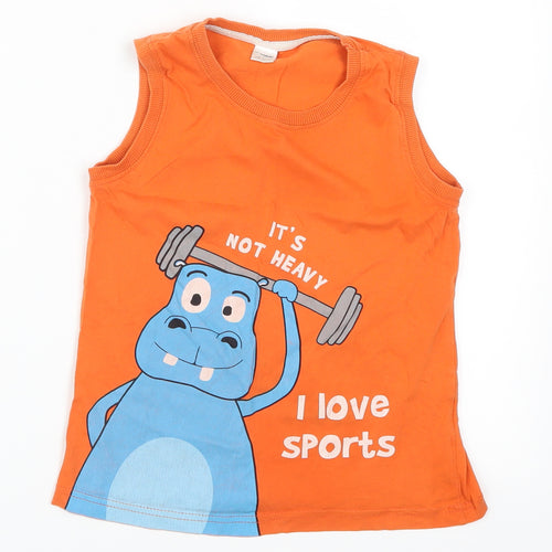 LC Waikiki Boys Orange   Basic Tank Size 6-7 Years  - It's Not Heavy I Love Sports