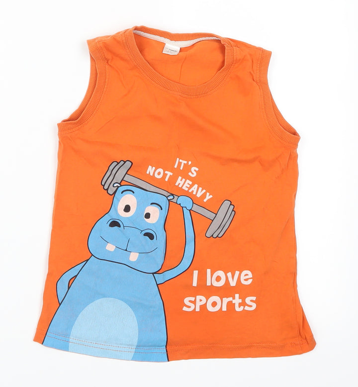 LC Waikiki Boys Orange Basic Tank Size 6-7 Years - It's Not Heavy I Love Sports