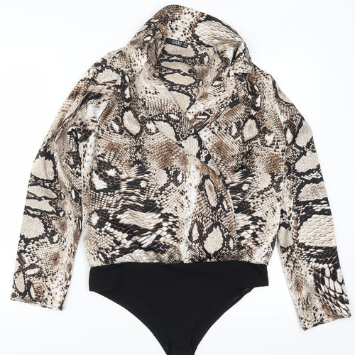 Quiz Womens Brown Animal Print  Bodysuit One-Piece Size 10