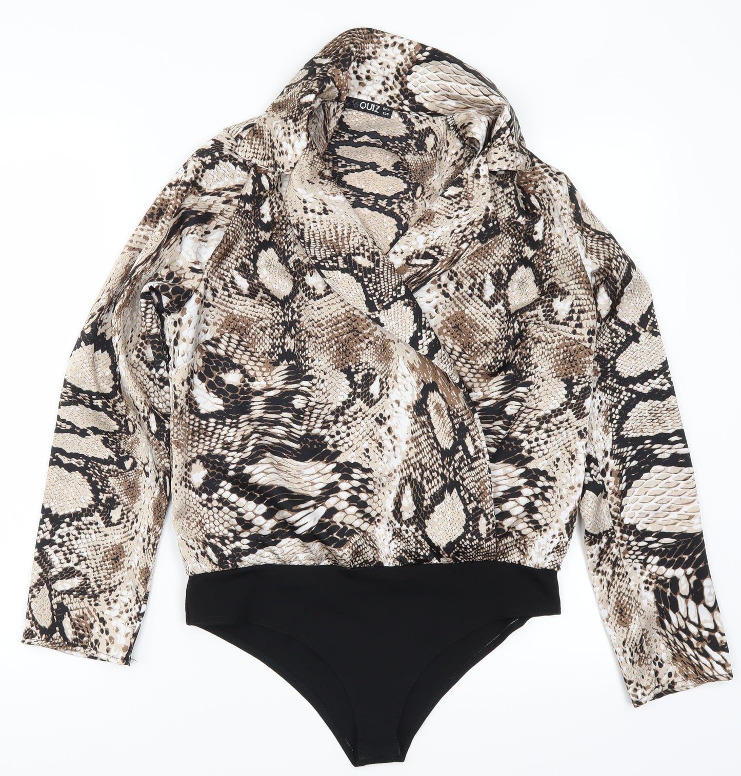 Quiz Womens Brown Animal Print  Bodysuit One-Piece Size 10