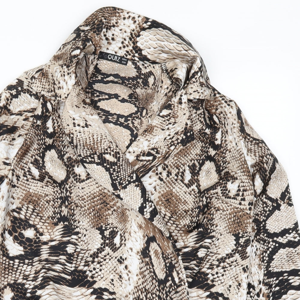 Quiz Womens Brown Animal Print  Bodysuit One-Piece Size 10