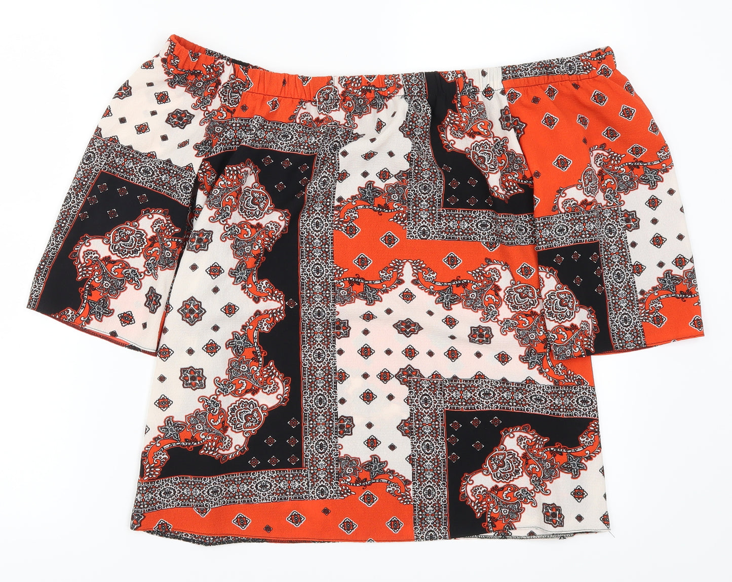 F&F Womens Red Geometric  Basic Blouse Size 10