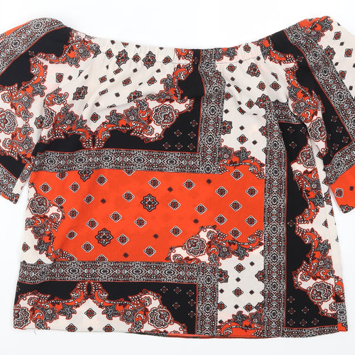 F&F Womens Red Geometric  Basic Blouse Size 10