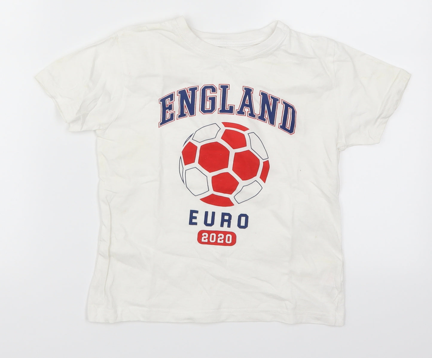Primark Boys White   Basic T-Shirt Size 6-7 Years  - England Euro 2020