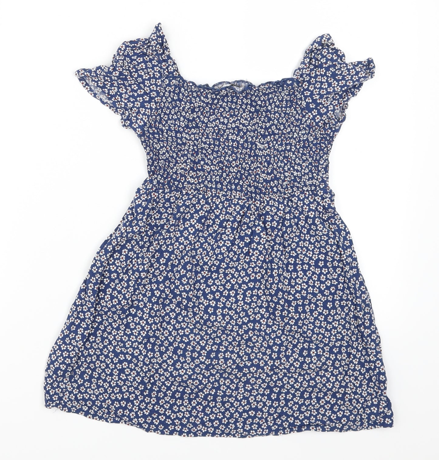 Primark Girls Blue Floral  A-Line  Size 7-8 Years