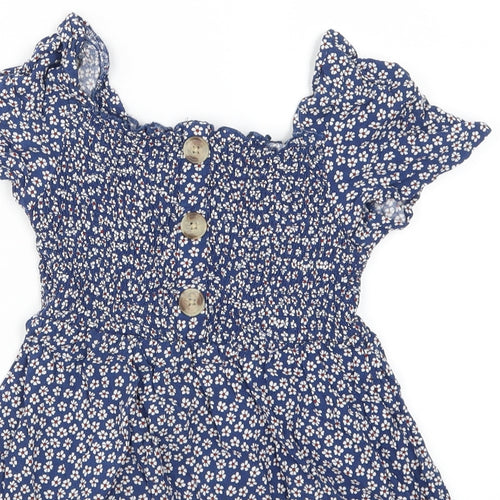 Primark Girls Blue Floral  A-Line  Size 7-8 Years