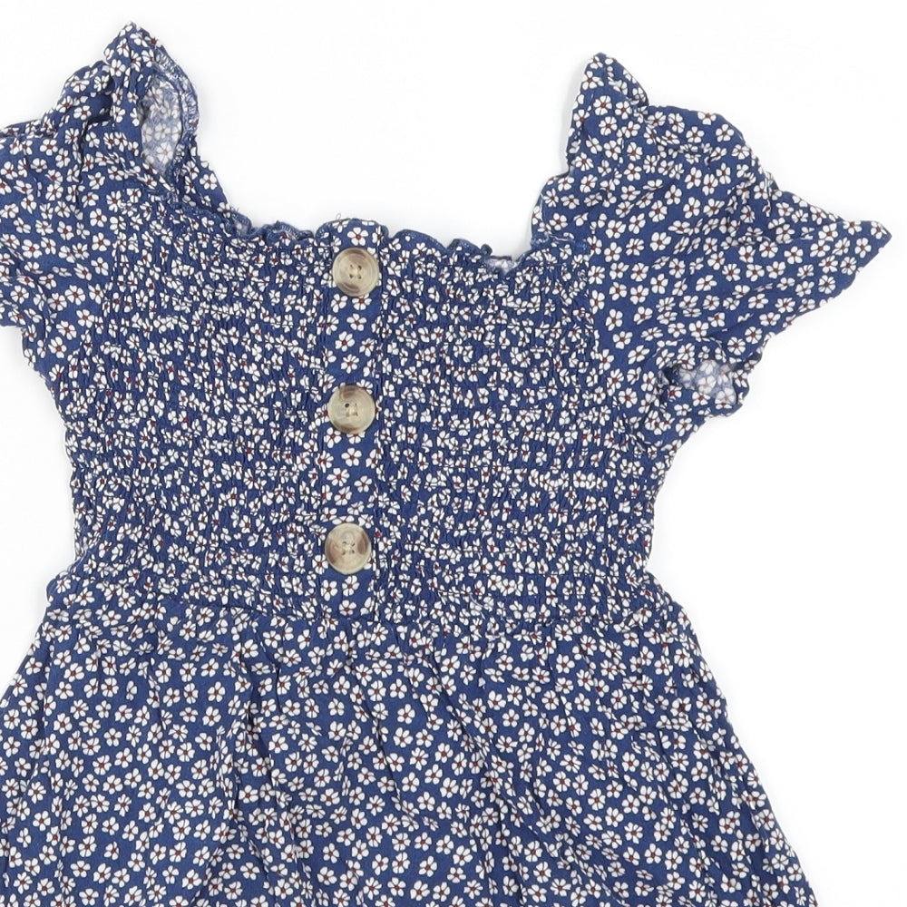 Primark Girls Blue Floral  A-Line  Size 7-8 Years