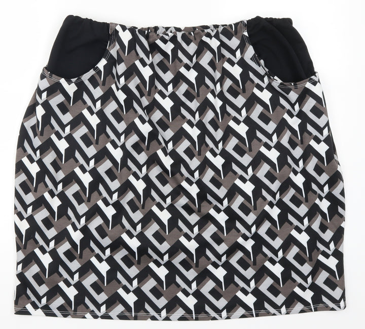 Polka Got Womens Grey Geometric  A-Line Skirt Size 36