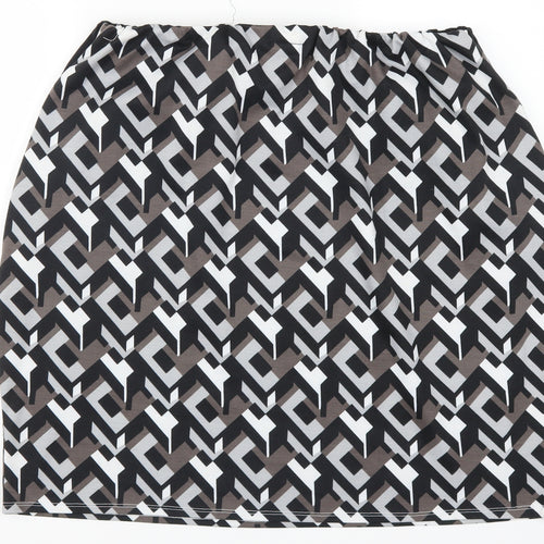 Polka Got Womens Grey Geometric  A-Line Skirt Size 36